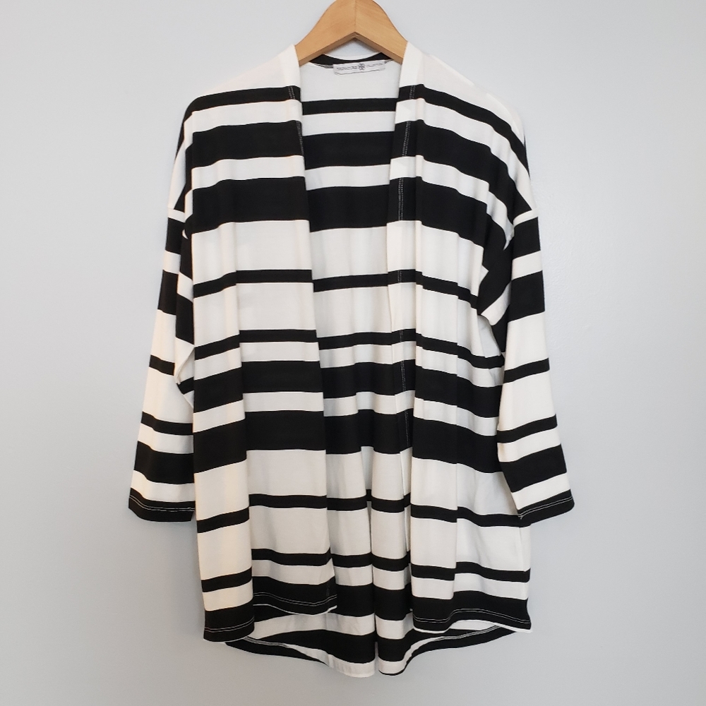 Signature Collection Black & White Striped Cardigan